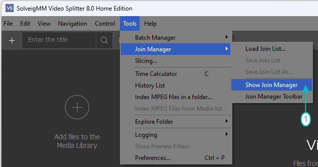 following functions: Tools — Join Manager — Show Join Manager