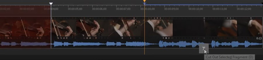 Mark the beginning and the end of a fragment to rip audio from video