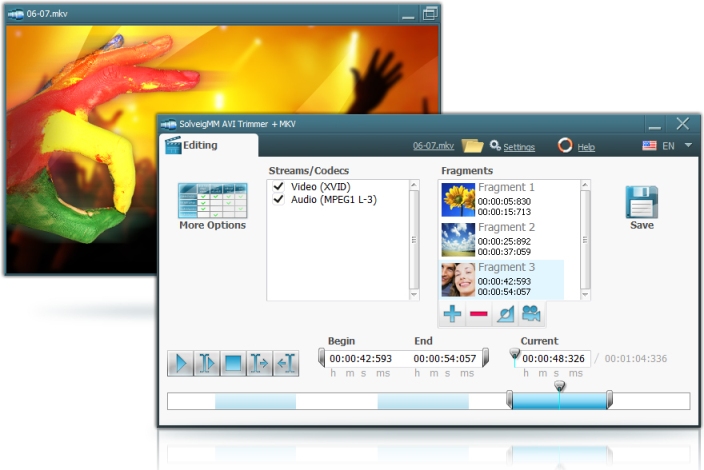 Click to view SolveigMM AVI Trimmer + MKV 2.0.1204.27 screenshot