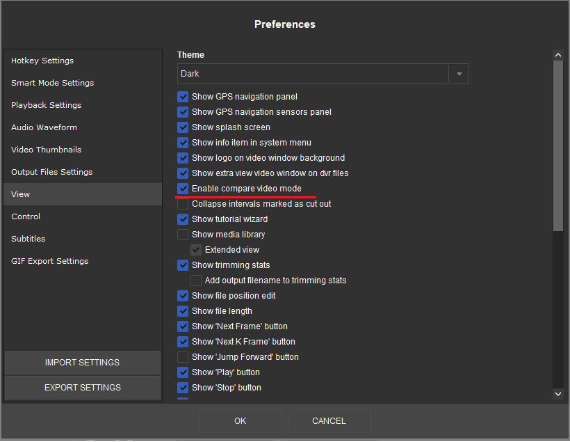 Enable compare mode