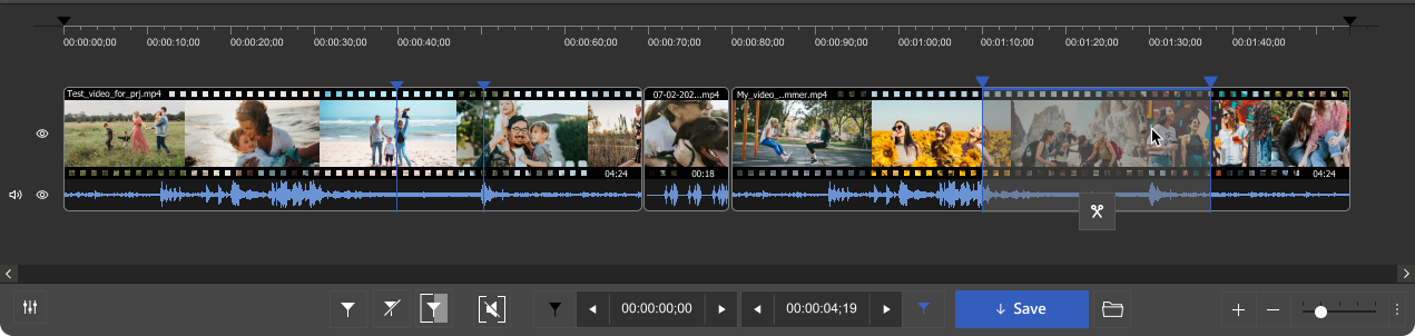 Video Splitter's timeline