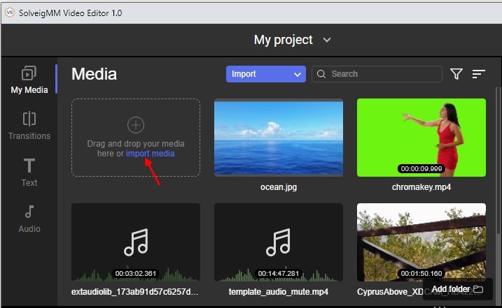 Media library of SolveigMM Video Editor