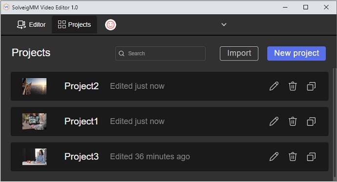Projects tab