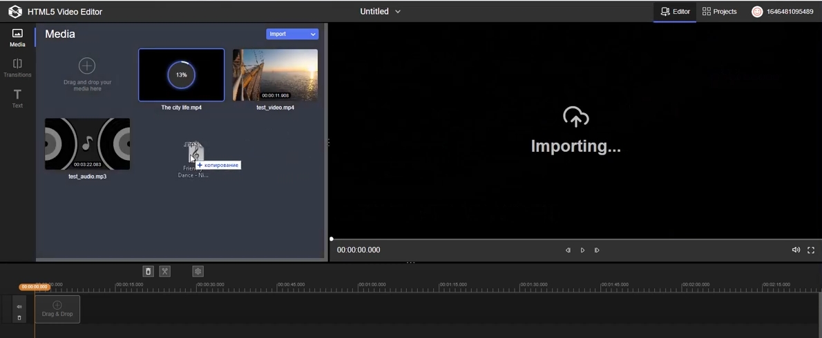 Upload the audio you need to append to your video.