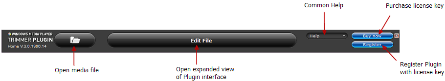 Figure 3. SolveigMM WMP Trimmer controls (view on Windows Media Player opening)