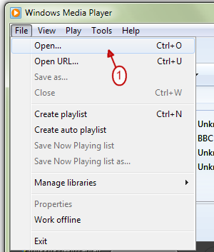Figure 6a. Media file opening using Windows Media Player