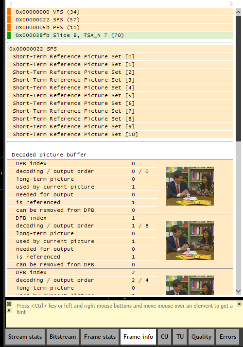 Frame info tab