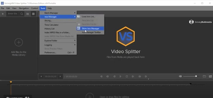 выберите в меню SolveigMM Video Splitter следующие функции: Инструменты — Менеджер склейки — Показать менеджер склейки