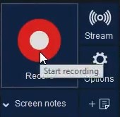 Нажмите на кнопку старта в приложении (большая красная кнопка), чтобы запустить процесс записи потокового видео