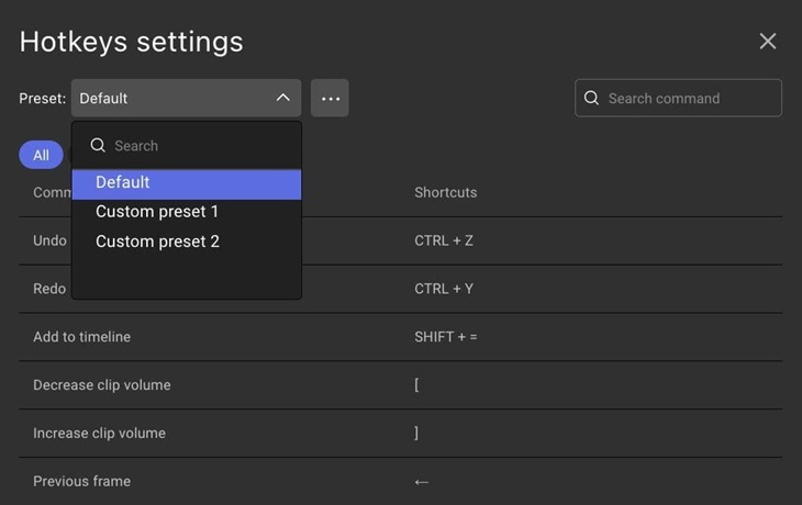 Customizable hotkeys