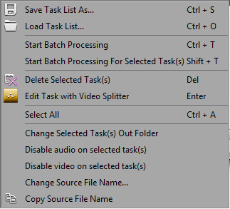 Batch context menu