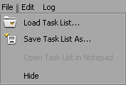 Batch manager - "File" menu