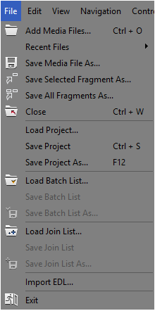 File menu