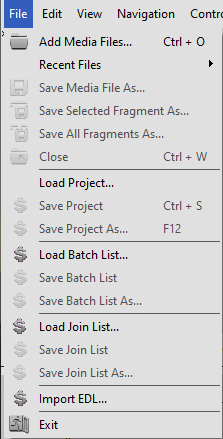 File menu