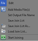 Join manager - "File" menu