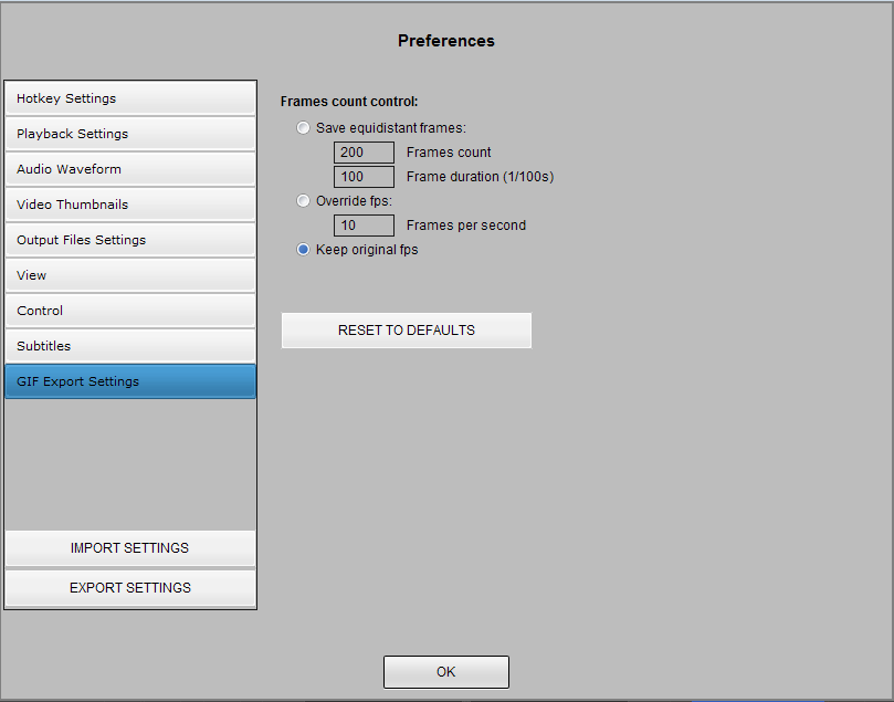 GIF Export Settings