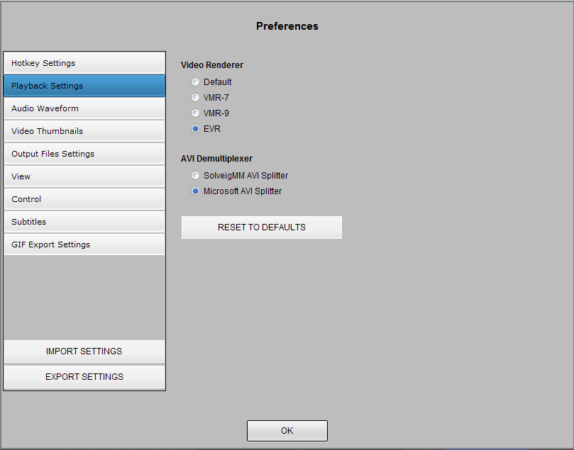 Playback Settings