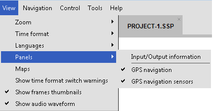 "Panels" menu