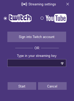 streaming settings