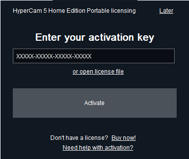 Enter activation key