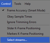 Stream selection in menu