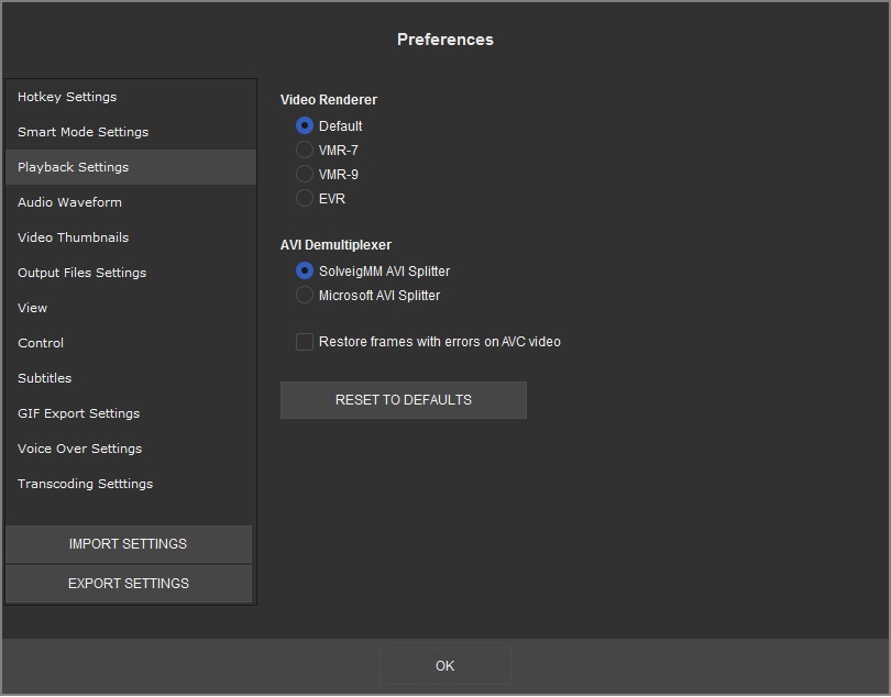 Playback Settings