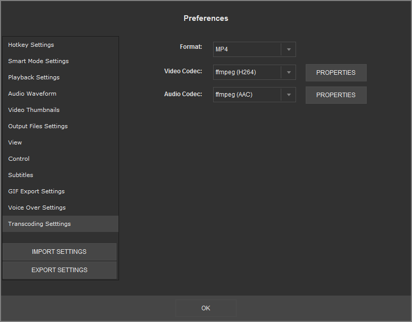 Transcoding Settings