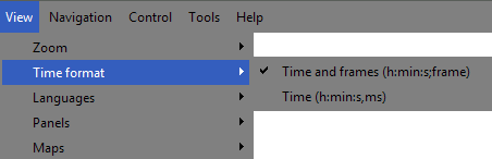 "Time format" submenu