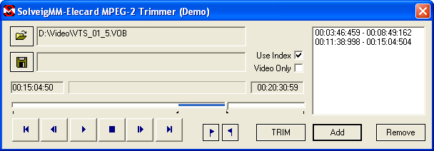 SolveigMM-Elecard MPEG2 Trimmer filter