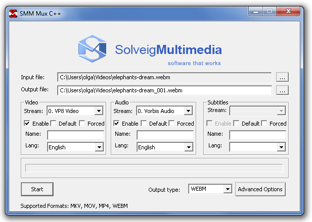 SMM Mux C++: MKV, MP4, MOV, WEBM