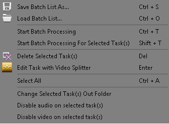 Batch context menu