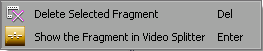 Fragments context menu