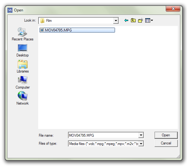 'Open file' dialog