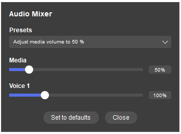 WMP Trimmer Plugin GUI controls, Audio mixer
