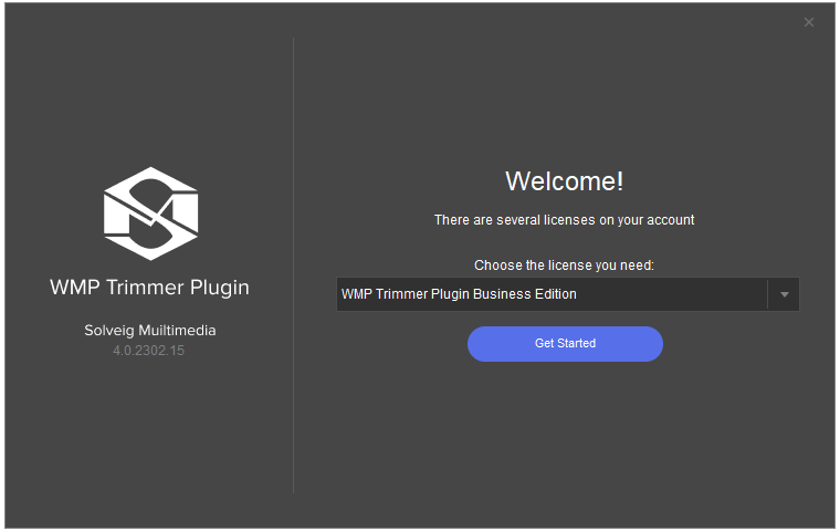 WMP Trimmer Plugin GUI controls, activation window