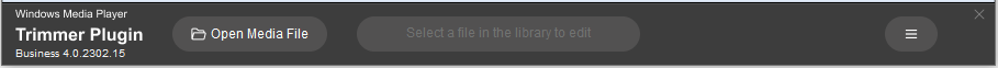 WMP Trimmer Plugin GUI controls, activation window