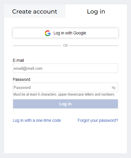 Log in with your credentials