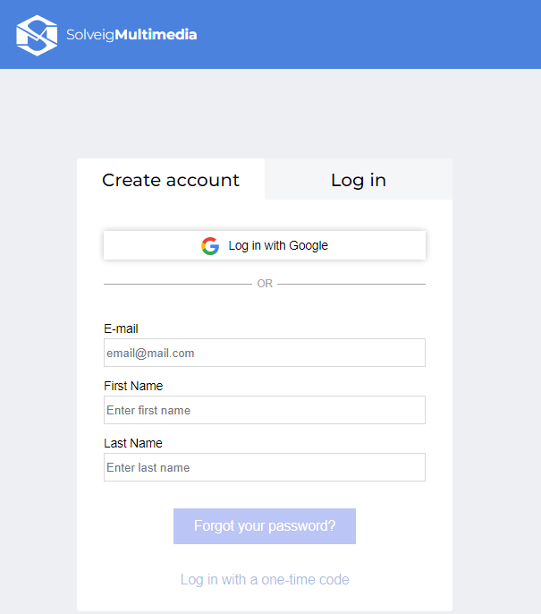 Solveig Multimedia authorization page